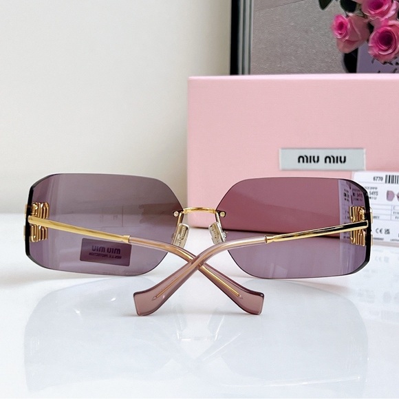Miu Miu Sunglasses with Gold Frame and Purple Lenses main image 5